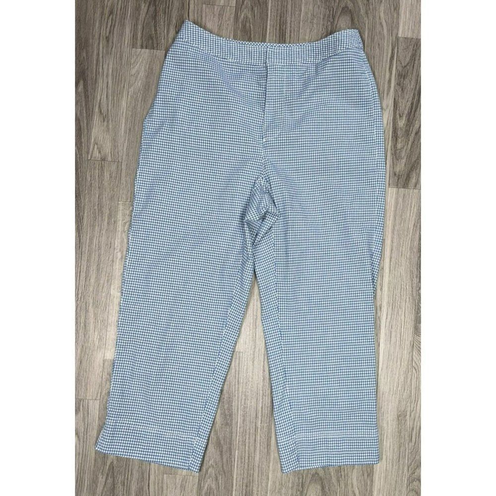 (3/$35) Liz Claiborne Size 8 Blue White Plaid Capri Pants